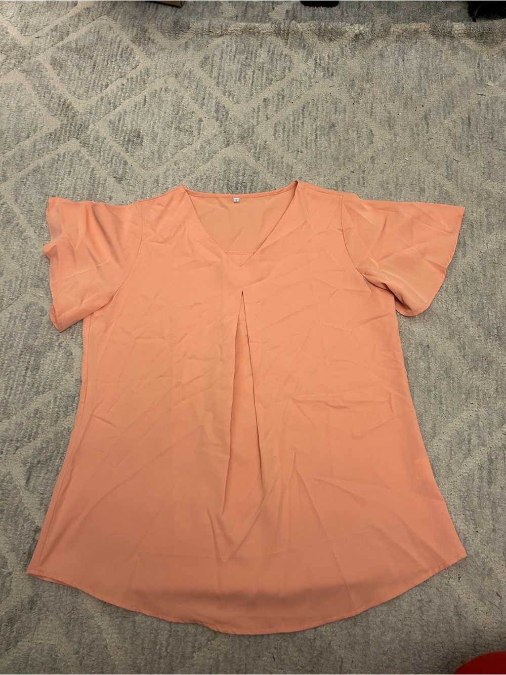 SHEIN Peach V-Neck Flutter Sleeve Blouse